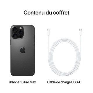 Apple iPhone 16 Pro Max - 512Go - 6,9 pouces - Titane Noir  - Garantie 1an