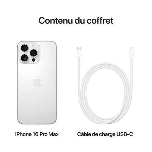 Apple iPhone 16 Pro Max - 1 To - 6,9 pouces  - Titane Blanc  - Garantie 1an