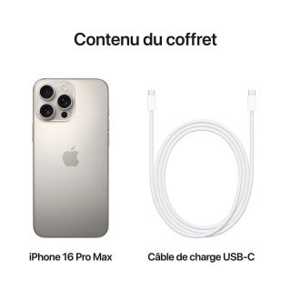Apple iPhone 16 Pro Max - 1 To  - 6,9 pouces - Titane Naturel - Garantie 1an