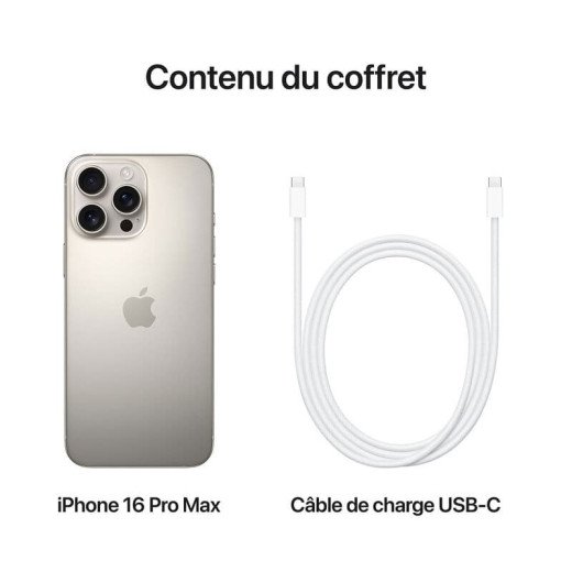 Apple iPhone 16 Pro Max - 1 To  - 6,9 pouces - Titane Naturel - Garantie 1an