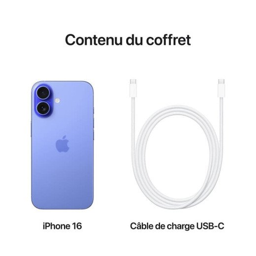Apple iPhone 16 Simple  - 128Go - 6,1 pouces  -  Couleur Outremer - Garantie 1an