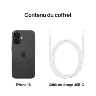 Apple iPhone 16 Simple  - 256Go - 6,1 pouces - Poids 170g - Noir - Garantie 1an