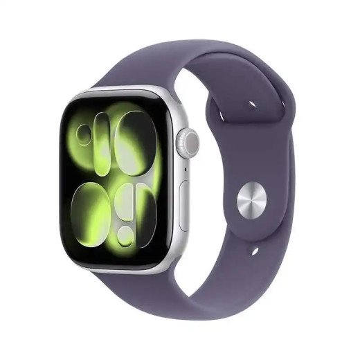 Apple Watch Series 11 GPS + Cellulaire - 46 mm - Aluminium Argenté - Bracelet Sport Violet M/L - WatchOS 26