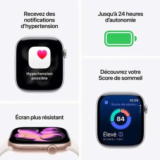 Apple Watch Series 11 5G LTE GPS + Cellulaire - 46 mm - Boitier Titane Naturel - Bracelet Milanais M/L - WatchOS 26