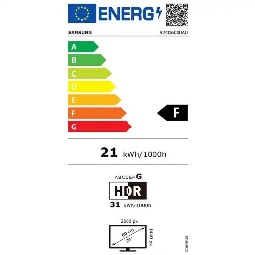 Samsung Écran PC 24" LED - 2,5K - 2560 x 1440 pixels - 5 ms (gris à gris) -    HDMI/USB-C - USB  - Noir