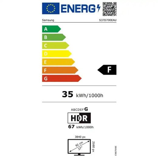 Samsung Écran PC 37" LED 4K - 3840 x 2160 pixels - 5 ms - Panneau VA - HDR10 - DisplayPort