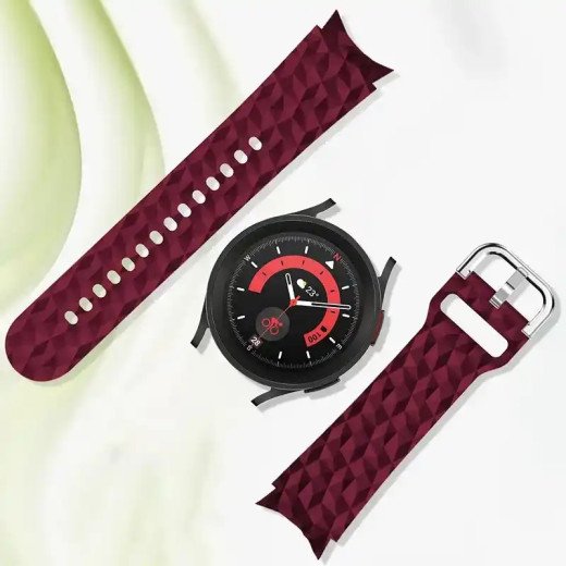 Samsung Bracelet   Galaxy Watch 5  5 Pro  4 Avizar en   Silicone durable Texturé Losange Lie de vin