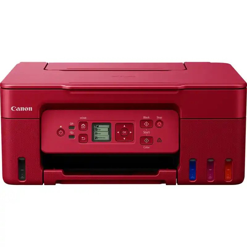 Canon imprimante PIXMA G3572, Rouge  MegaTank 3-en-1 rechargeable, bon rendement.