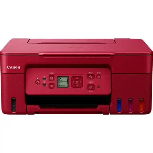 Canon imprimante PIXMA G3572, Rouge  MegaTank 3-en-1 rechargeable, bon rendement.