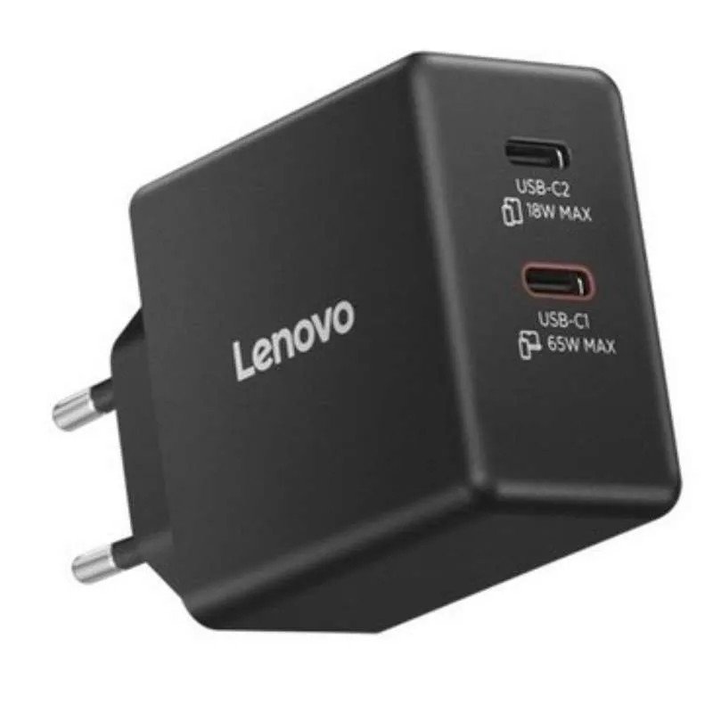 Lenovo Chargeur double USB-C 65W GaN - 100 à 240, 50/60 Hz 1,5 A - Câble USB-C détachable de 1,5 m inclus