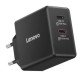 Lenovo Chargeur double USB-C 65W GaN - 100 à 240, 50/60 Hz 1,5 A - Câble USB-C détachable de 1,5 m inclus