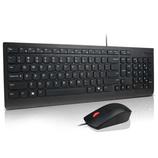 Lenovo Combiné clavier et souris filaires Essential - 1 600 PPP - disposition des zones 2,5 - USB - AZERTY - Français - Noir