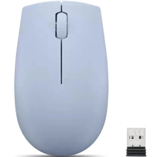 Lenovo 300 Souris sans fil compacte - jusqu’à 12 mois d’utilisation - sans fil via Nano-USB 2,4 GHz - 1 000 PPP - Bleu Givré