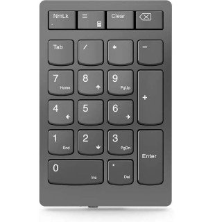 Lenovo Go Wireless Pavé numérique sans fil - Windows 10, Windows 11 - Jusqu’à 3 mois (selon l’utilisation) - Storm Grey