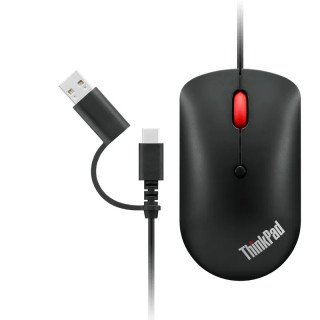 Lenovo Souris compacte et filaire USB-C ThinkPad - Filaire via USB-C avec convertisseur USB-C vers USB-A - Noir corbeau