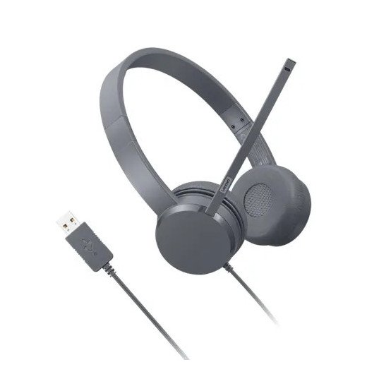 Lenovo Select Casque filaire USB stéréo - Plug and Play avec USB-A - Microphone rotatif, port à droite ou à gauche