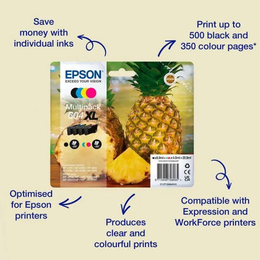 Epson série 604XL Cartouches d’encre Ananas Multipack 4-colours 20,9ml .
