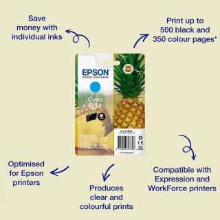 Epson série 604 Cartouches d’encre cyan ananas Singlepack  2,4 ml.