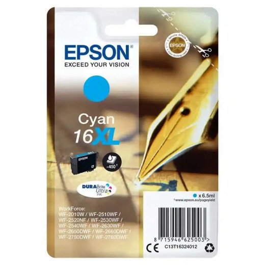 Epson série 16XL  Cartouches d'encre cyan Stylo Plume  6,5 ml rendement élevé