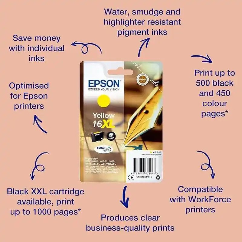 Epson Cartouches d’encre 16XL Stylo Plume et mots croisés Yellow