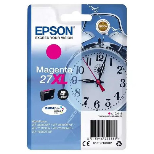 Epson série 27XL cartouches d'encre magenta DURABrite Réveil 10,4 ml fiable et rendement élevé.