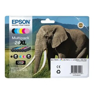 Epson série 24XL cartouche d'encre multipack 6 couleurs Éléphant.