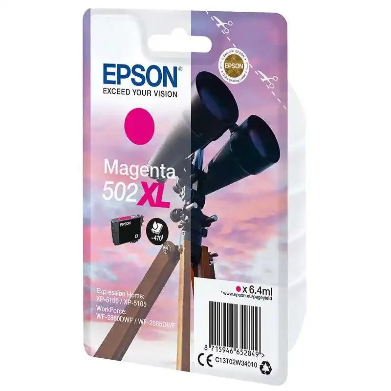 Epson série 502XL Cartouche d'encre magenta Jumelles 6,4 ml économique et fiable.