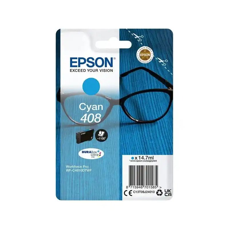 Epson série 408 cartouches d'encre cyan Lunettes de lecture 21,6 ml économique.