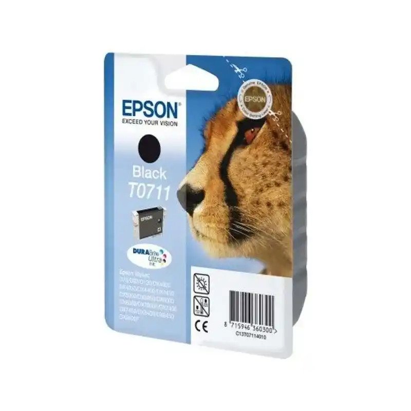 Epson série T0711 Cartouche d'encre noire Guépard 7,4 ml bon rendement.