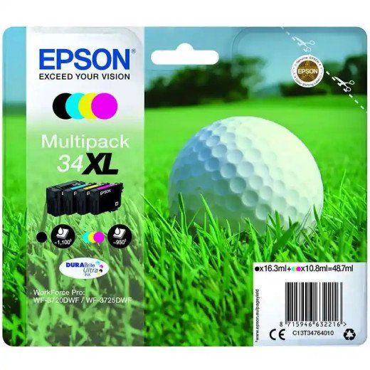 EPSON série 34XL cartouche d'encre  multipack 4 couleurs Balle de golf rendement élevé.