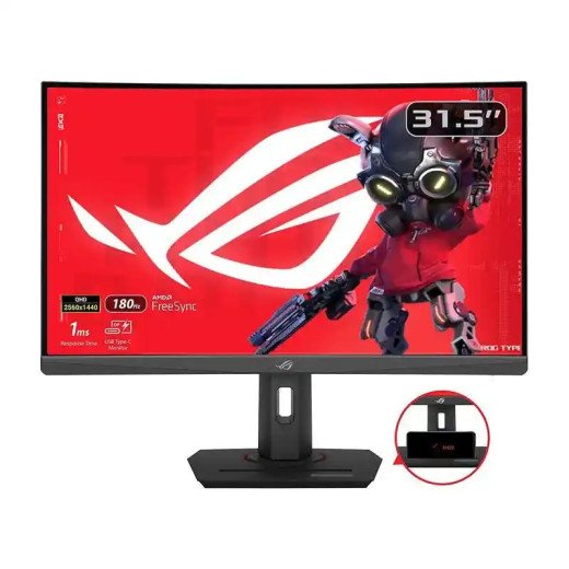 Asus Moniteur gaming ROG Strix USB Type-C 31,5 pouces incurvé - 180Hz - 1ms (GTG) - AMD FreeSync - HDMI, USB-C, DisplayPort