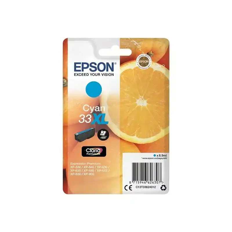 EPSON série 33XL cartouche d'encre cyan Claria Premium Oranges 4,5 ml meilleur, qualité.