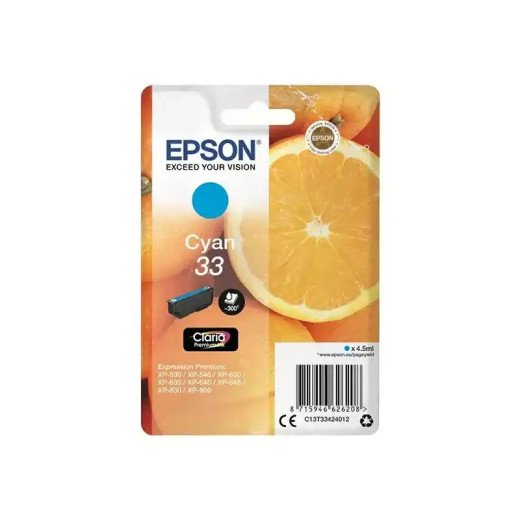 EPSON série 33 cartouche d'encre cyan Claria Premium Oranges bon résultats.