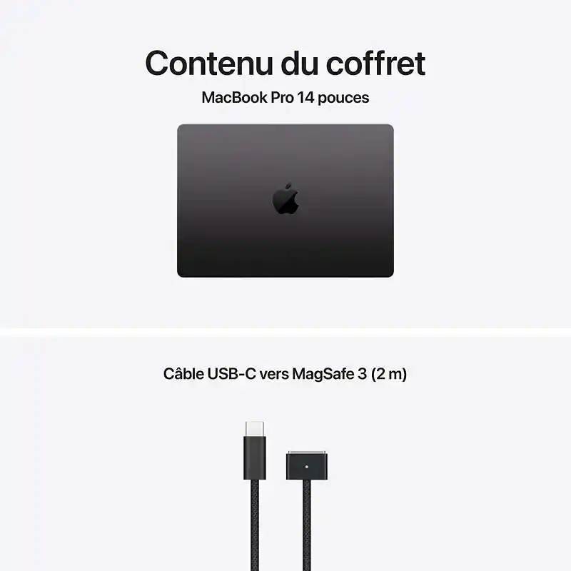 Apple MacBook Pro 14,2" Liquid Retina XDR - Puce Apple M5 - GPU 10 cœurs/ CPU 10 cœurs - 16 Go RAM - 512 Go SSD - Noir Sidéral
