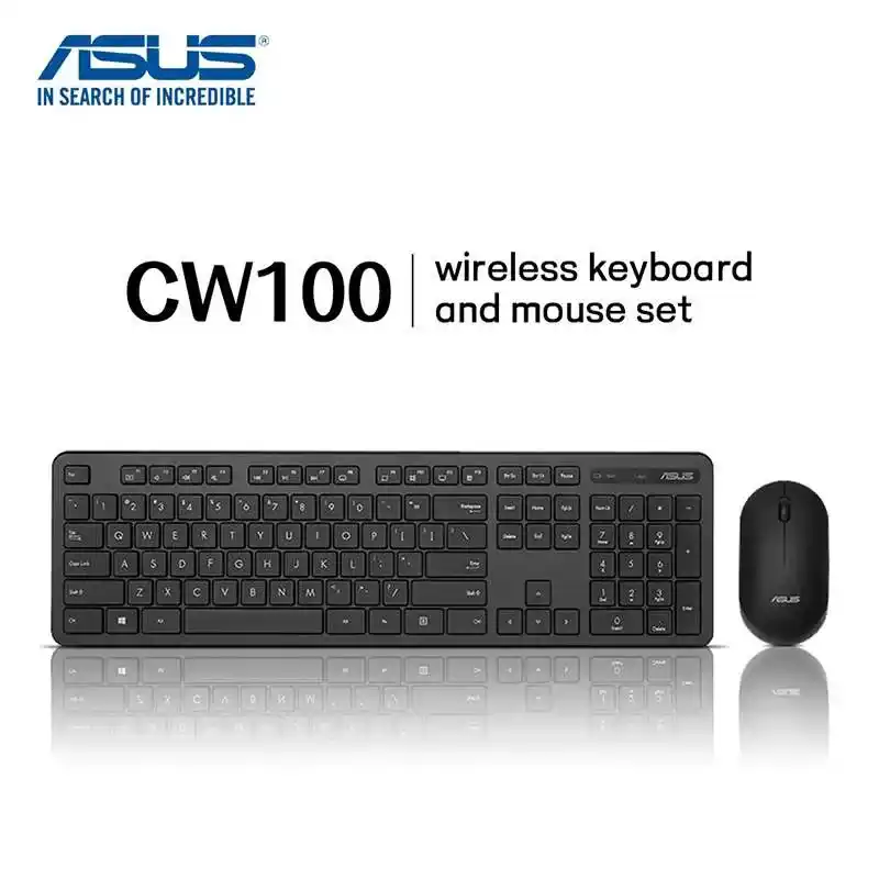 Asus Ensemble clavier et souris sans fil CW100 RF 2,4 GHz - jusqu'à 10 mètres de distance - AZERTY - Français - Windows, Mac OS