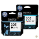 HP 305 Pack de 2  cartouches d'encre authentiques 3 couleurs/noir.