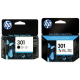 HP 301 pack de 2 cartouches d'encre noir/trois couleurs.