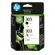 HP 303 Pack de 2 cartouches authentiques d'encre noire/trois couleurs.