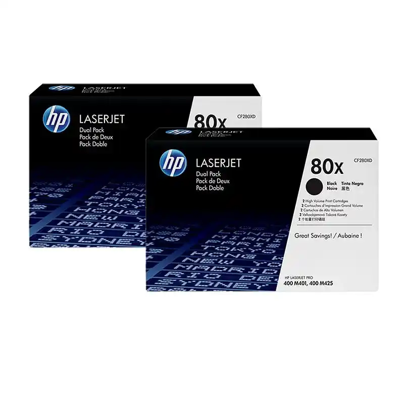 HP 80X pack de 2 cartouches de toner LaserJet noir grande capacité