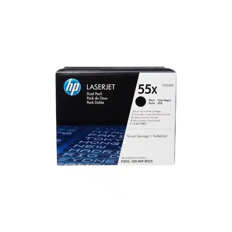 HP 55X pack de 2 toners noir grande capacité authentiques.