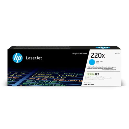 HP 220X Toner LaserJet cyan authentique haute qualité.