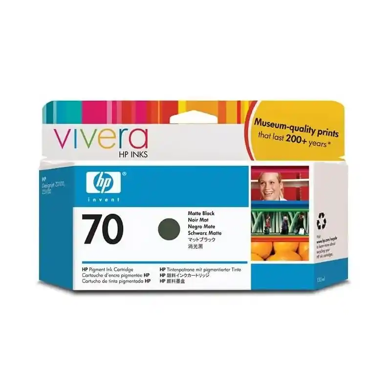 HP 70 cartouche d’encre DesignJet noir mat, 130 ml fiable.