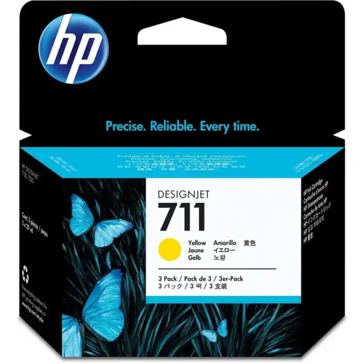HP 711 cartouche d'encre DesignJet jaune, 29 ml  haute capacité.