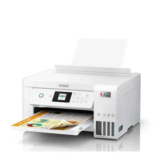 Epson ET-2856 imprimante multifonction A4 Wi-Fi EcoTank équipée de réservoirs d’encre.