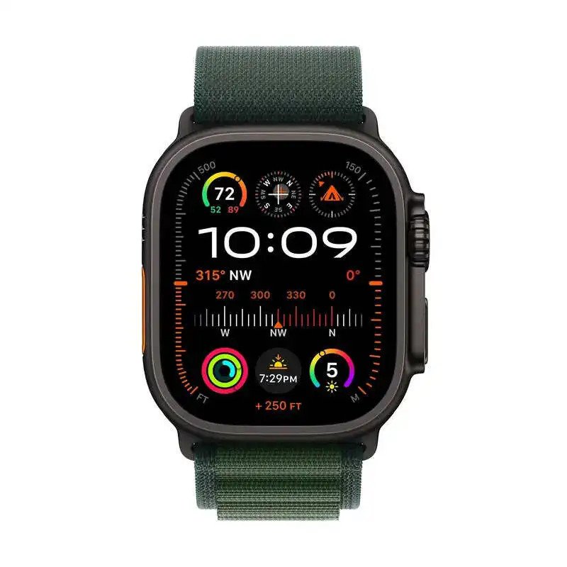 Apple Watch Ultra 2 - GPS + Cellulaire - Titane Noir 49 mm - Alpine Vert - Garantie 1 An