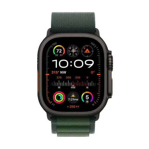 Apple Watch Ultra 2 - GPS + Cellulaire - Titane Noir 49 mm - Alpine Vert - Garantie 1 An
