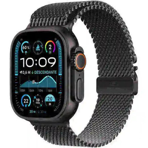 Apple Watch Ultra 2 GPS + Cellulaire - Titane Noir 49 mm - Milanais en Titane Noir