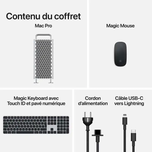 Apple Mac Pro 1 To SSD 64 Go RAM Puce M2 Ultra CPU 24 coeurs GPU 60 cœurs