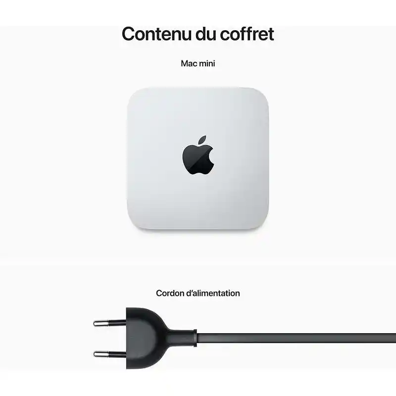 Apple Mac Mini - 256 Go SSD - 8 Go RAM - M2 - CPU 8 - GPU 10 - Argent - Garantie 1 An