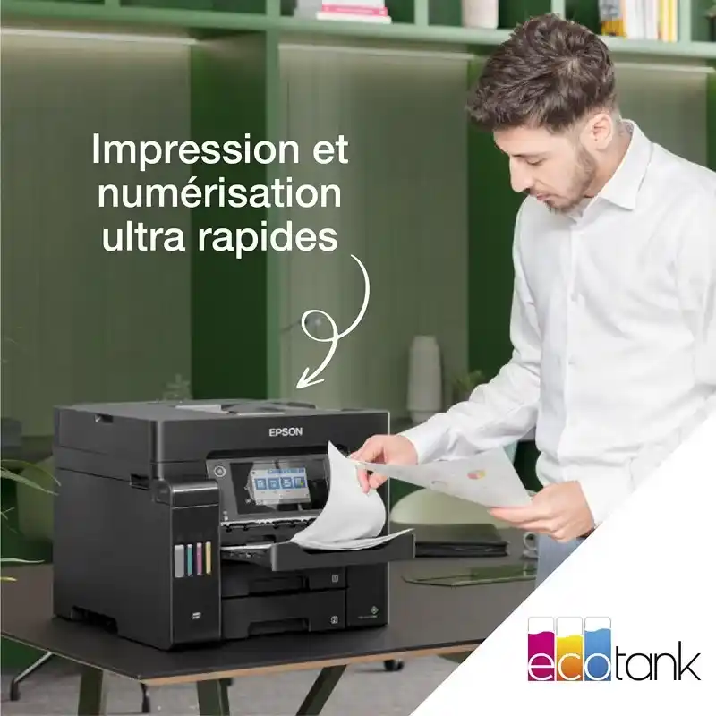 Epson ET-5850  imprimante multifonction A4 ecotank avec wi-Fi, réservoirs d’encre et fax.